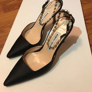 Manolo Blahnik Black Heels with Silver Accents